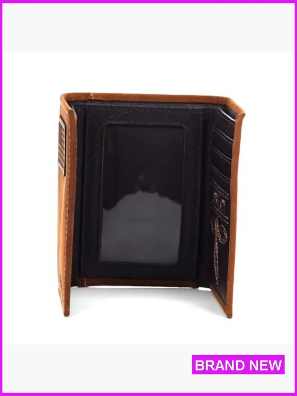 Tri-Fold Wallet Western Style Embroidered Patch Classic Men's Accessory